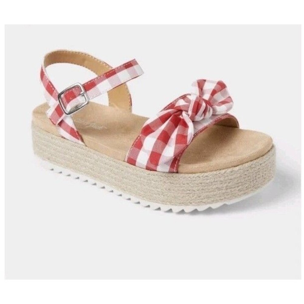 Sold!! Cat & Jack Kids' Daphne Gingham Platform Espadrilles Bow stripe Sandals